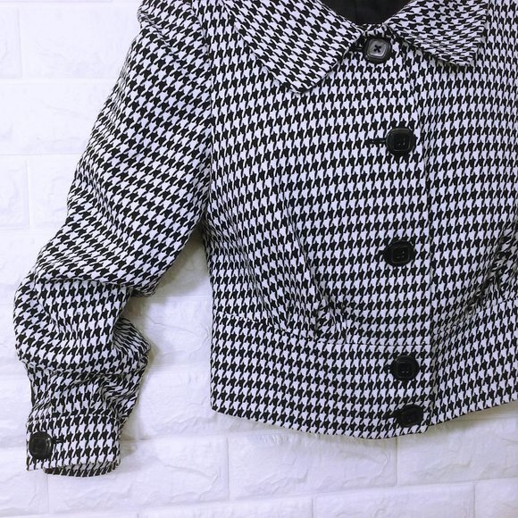 Worthington Cropped Houndstooth Jacket Sz-S Collar - Picture 3 of 11